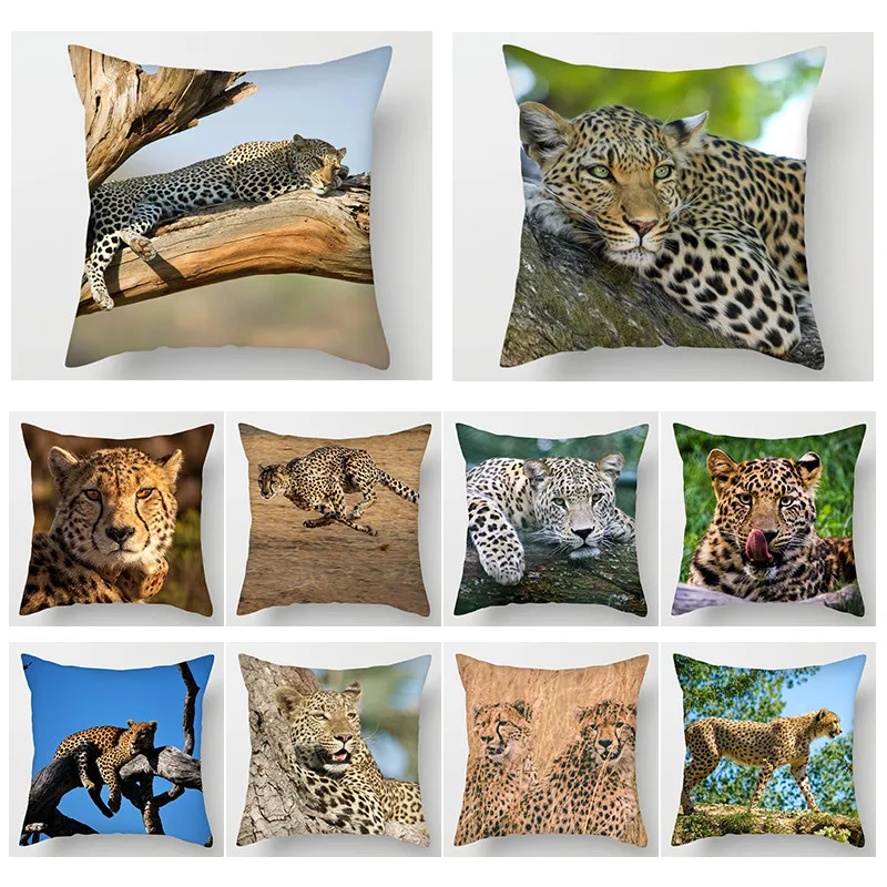 

Fuwatacchi Cheetah Leopard Cushion Cover Wild Animal Print Throw Pillows Cover for Home Sofa Chair Car Decorative Pillows Case