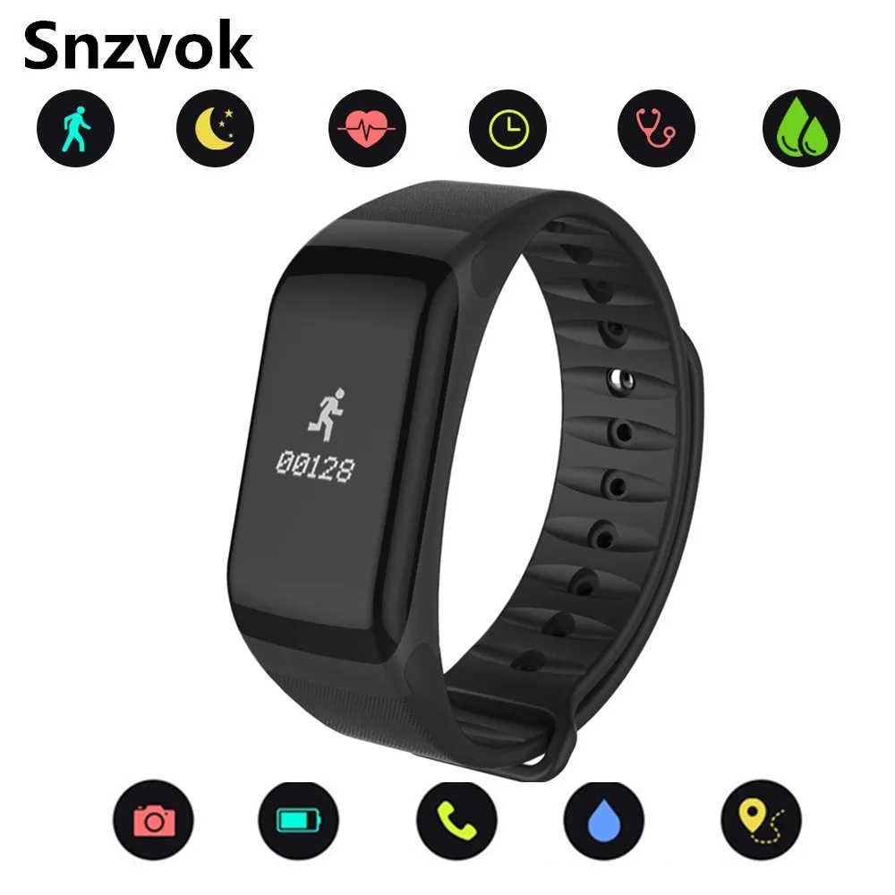 Snzvok F1 Smart Bracelet Heart Rate Monitor Fitness Bracelet Blood Pressure Pedometer Sport Watch Android Bracelet