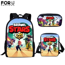 FORUDESIGNS 3pcs/set School Bags For Boys Brawl Stars Games Print Canvas Kindergarten Cartoon School Backpack Kids Satchel 2019