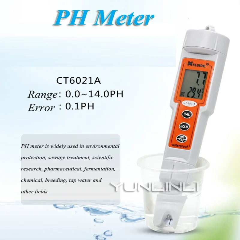

Handheld PH Meter Conductivity Meter PH Tester High Precision Bathtub Aquarium Water Quality Tester CT-6021A