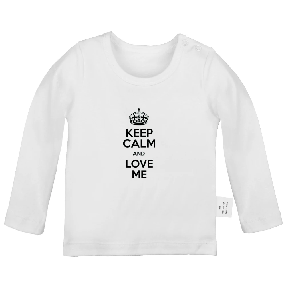 Zzz/Дизайнерские розовые футболки для новорожденных с надписью «Keep Calm And Love Me Sleep» однотонные футболки с длинными рукавами и графикой для малышей