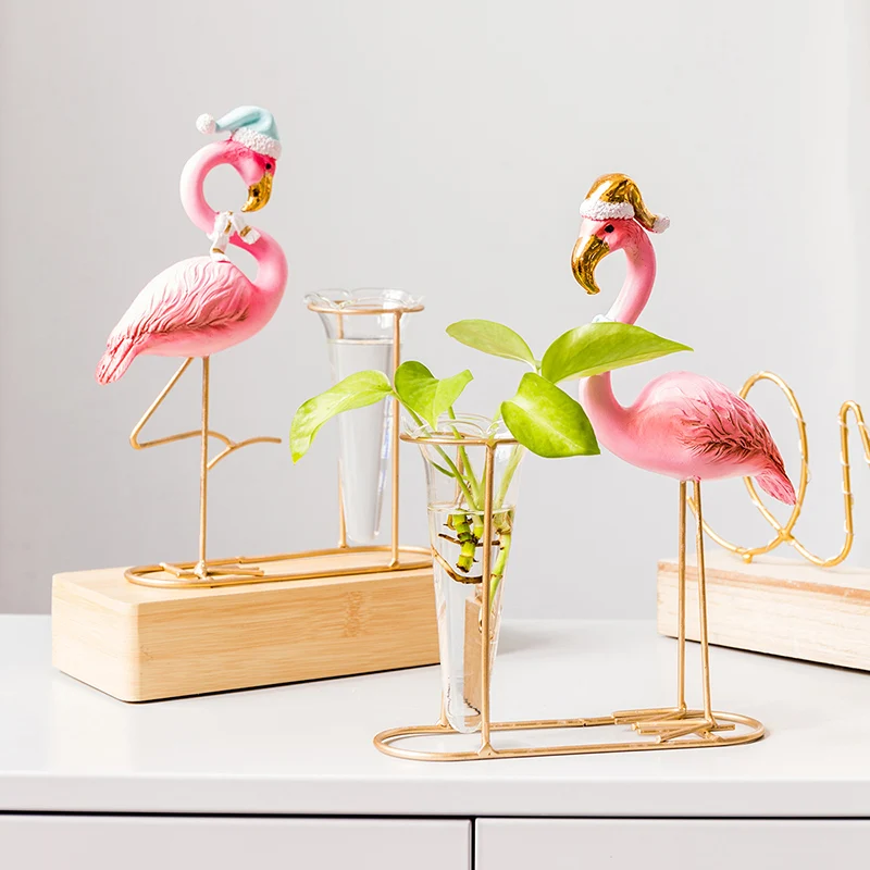 

Flamingo Plant Hydroponics Flower Vase Set Living Room Cafe Restaurant Desktop Home Decoration Christmas Gift Wedding Decor