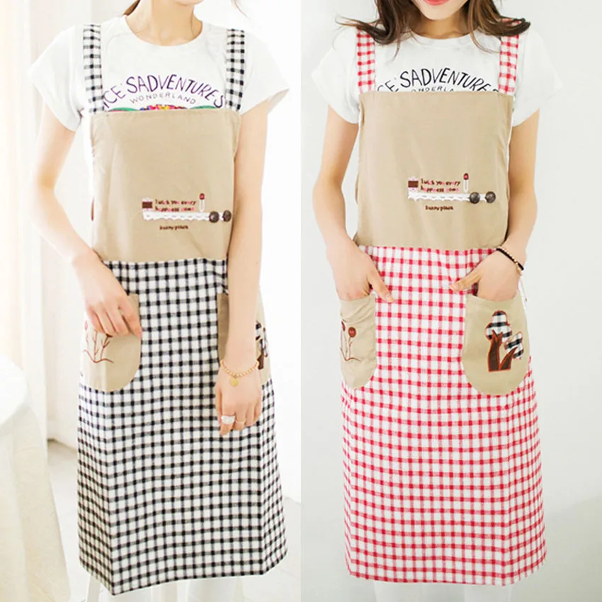 Wanita Kartun Kotak Kotak Kain Perca Desain Decisiontree Membersihkan Celemek 6hfx Aliexpress