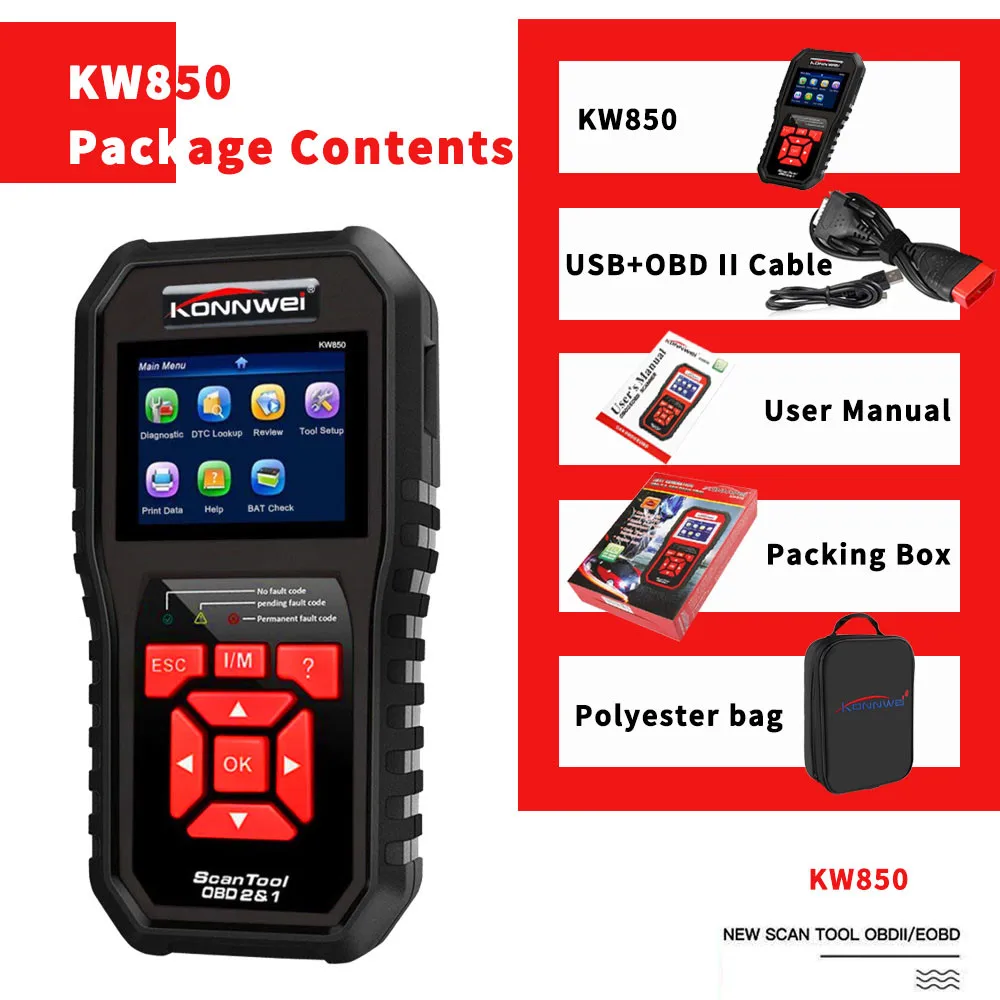 KW850 Car Car Diagnosis Tools Obd2 Scanner Auto Diagnostic Scanner Professional Automotive Scanner OBD2 Car Scanner For Car