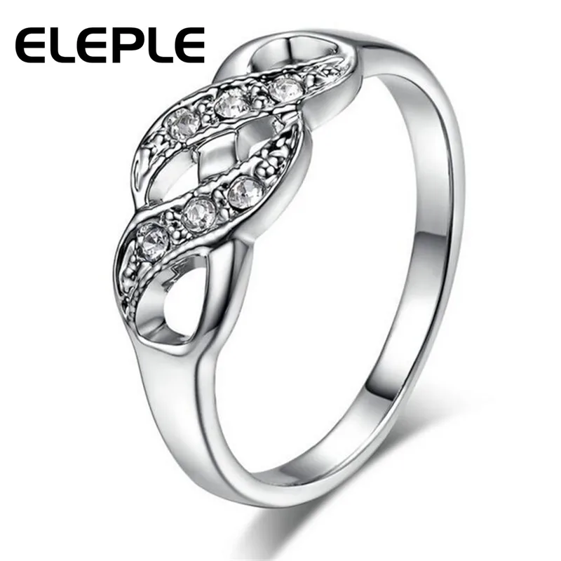 Женское серебряное кольцо Eleple витое из фианита AAA классические кольца для
