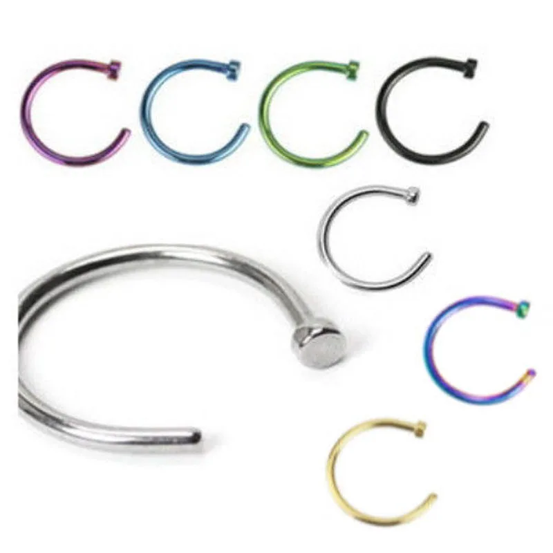 Nose Piercing mix 7 colors 100pcs Titanium  Anodized Clip Hoop Nose Rings Body  Jewelry  Drop Shipping