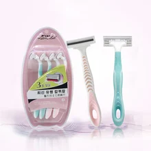 4 Pcs/bag Ladies\' Razor Body Arms Retracting Blades Manual Shaving Knife 3 Layers Non-slip Safety Razor Head Hair Removal Knife