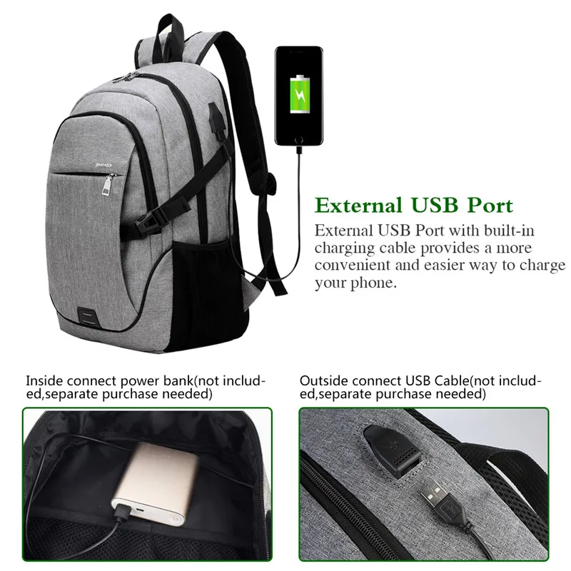 Litthing جديد الرجال كمبيوتر محمول للأعمال على ظهره مع USB ميناء الشحن مكافحة سرقة سفر حقيبة 15.6 بوصة الكمبيوتر المحمول Mochila الذكور