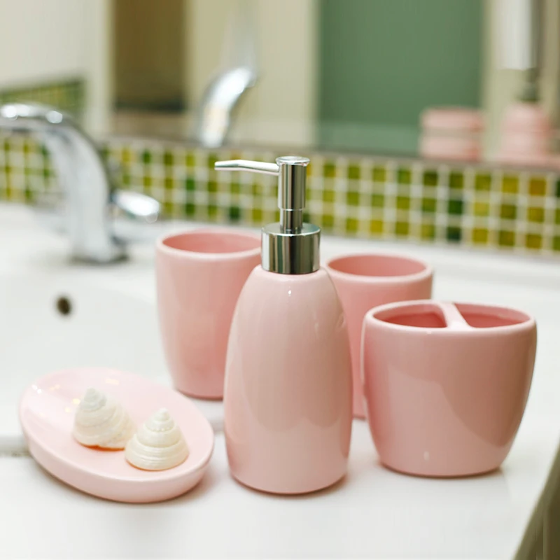 

Fashion brief ceramic bathroom set of five pieces bathroom supplies kit dental shukoubei wash set Soap dish Toothbrush holder