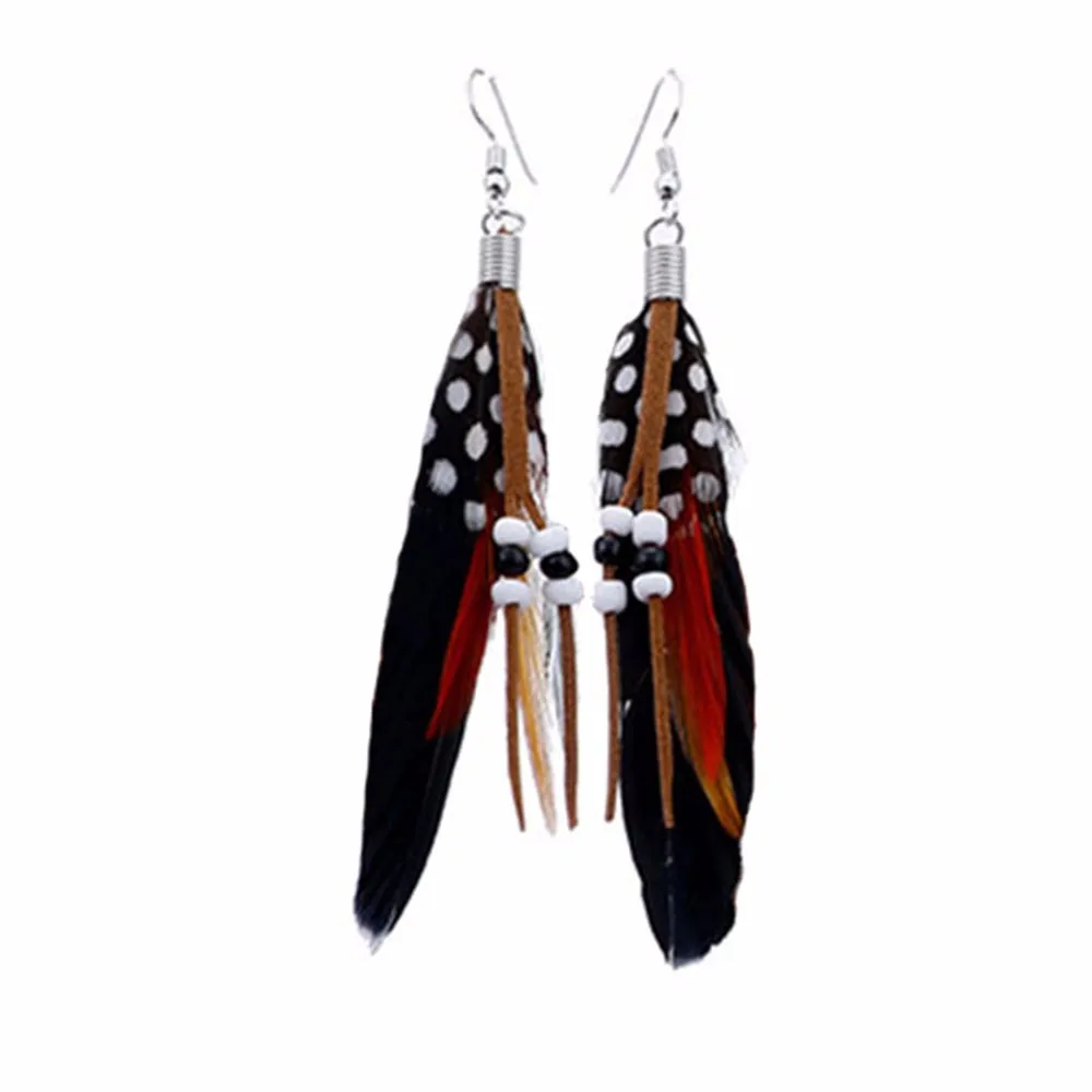

Stylish Jewelry women's earrings Bohemia Feather Beads Long Design Dream Catcher Earrings for Women Jewelry boucles d'oreilles #