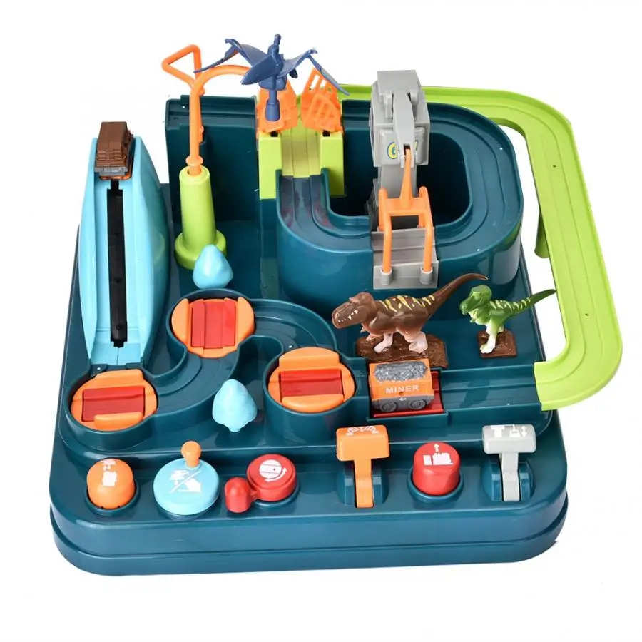 

2019 dinosaur adventure Child rail car track race adventure puzzle toy birthday gift Christmas gift