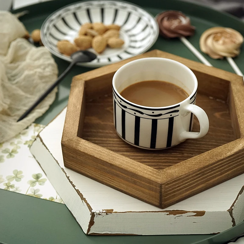 SWEETGO шестигранный деревянный поднос ручной работы 20 см/30 см/40 см из дерева под кофе, тарелки, украшение стола, десерт, макияж, ювелирный держатель