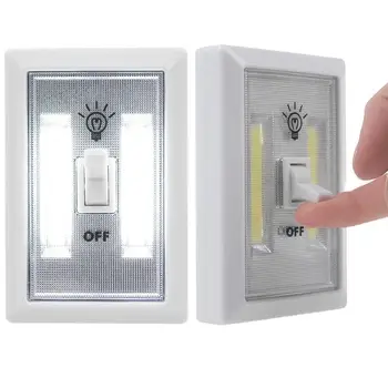 

LumiParty LED Night Light Ultra Bright Mini COB LED Wall Switch Lights Emergency Battery Operated Kids Night Light