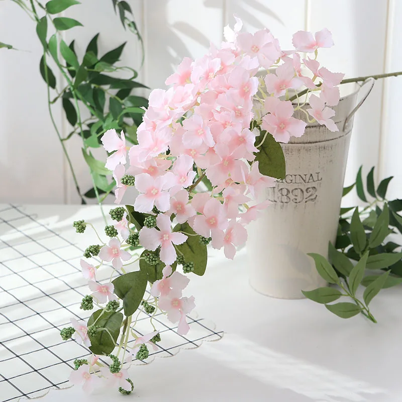 JAROWN Simulation Long Hydrangea Wedding DIY Decorative Flower Home Party Decorations Flores Artificial Silk Fake Flowers (1)