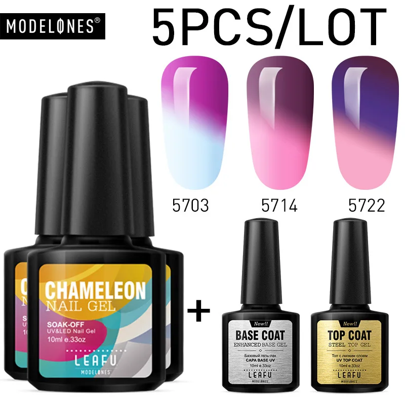 

Modelones Temperature Chameleon UV Nail Gel Polish Set Soak Off Thermo Changing Color Led Gel Nail Lacquer Shiny Glitter Led Gel