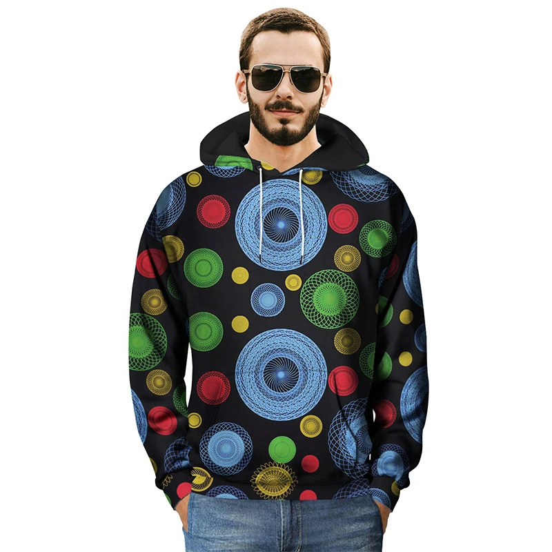 New Fashin Mens Hoodies Pullover Streetwear 3d Colorful Circles Print ...