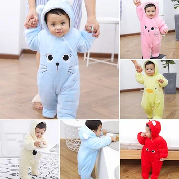 

Winter Thicken Cartoon Cat Boy Girl Romper Unisex Baby Clothes