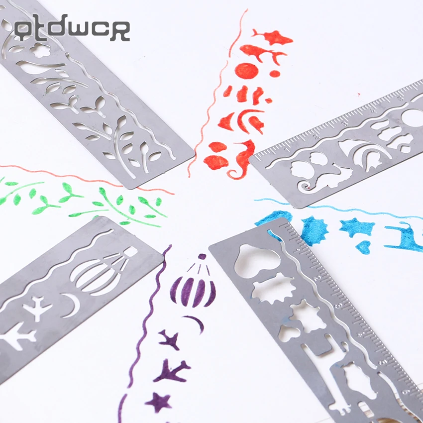 

1PC Creative Metal Straight Ruler Bookmark Hollow Ultra-thin Rulers Korea Stationery Office School Supplie Random Delivery