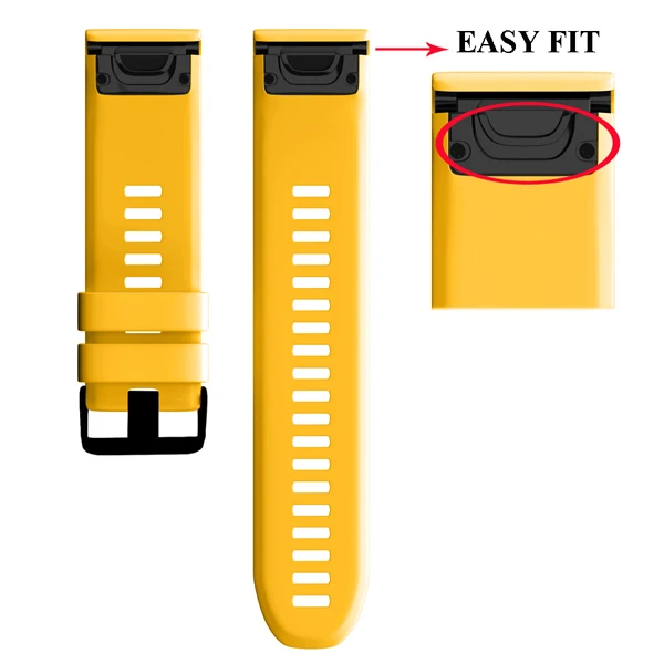 26, 22 мм, быстросъемный, легко прилегающий силиконовый ремешок для наручных часов Garmin Fenix 5X5 5X Plus 3 3HR S60 Forerunner 945, ремешок для часов - Цвет: Yellow