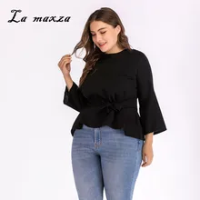 Большие размеры осенние Топы для женщин мода OL черная футболка повседневные сексуальные футболки 5XL