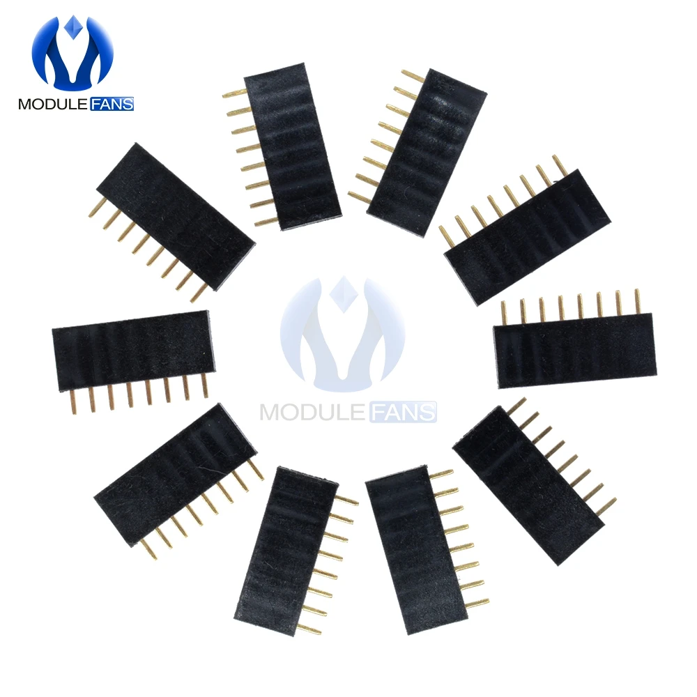 

100PCS 1x8 Single Row 8 Pins PCB Socket Female Header 2.54mm 8 Pin 8Pin 3mm Length of Pin DIY 8P