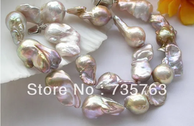 

NEW 00895 17" 26MM pink lavender BAROQUE KESHI REBORN PEARL NECKLACE