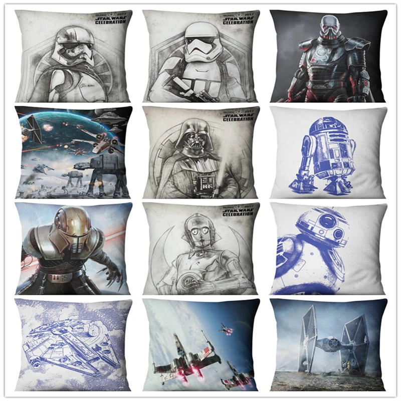 

Drop Shipping Sketch Movie Star wars Cushion Cover Home Decor Sofa Chair Seat Decorative Throw Pillowcase Almofada Cojines