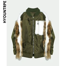 Модная Меховая Лоскутная зимняя куртка женская зимняя Толстая теплая хлопковая стеганая куртка-бомбер женская Повседневная Уличная парка верхняя одежда