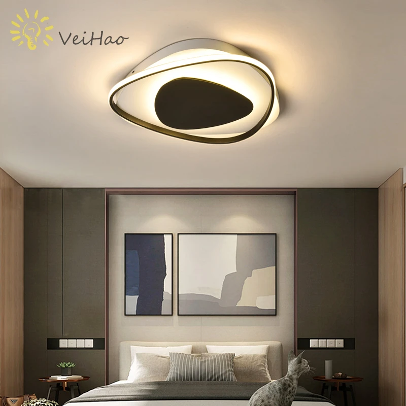 

VEIHAO Modern ceiling light LED light for living room bedroom study round white black surface mount lamp Lamp Deco AC85-265V