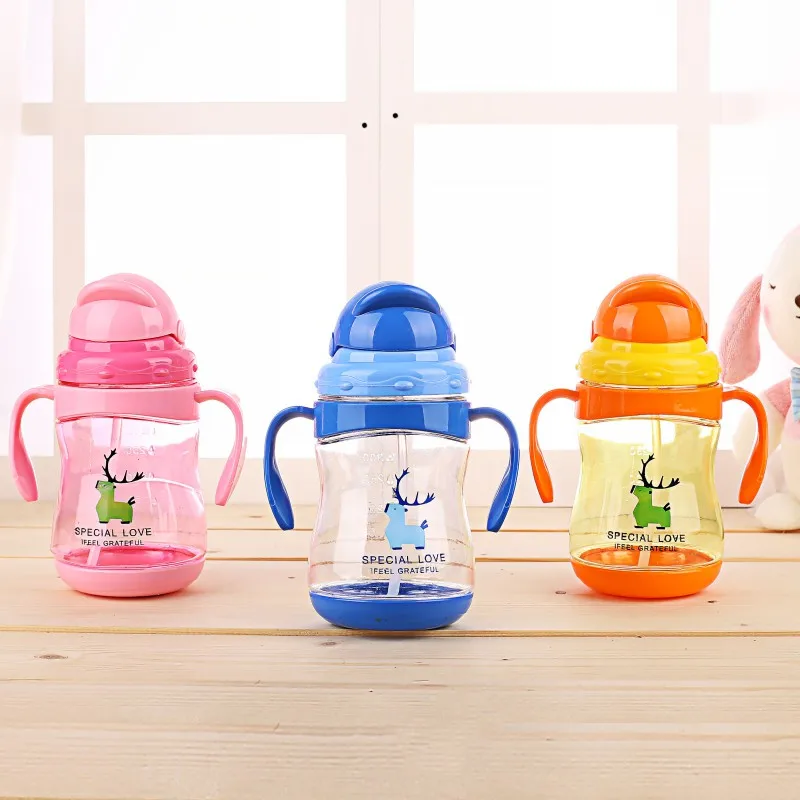 

300 ML Cartoon Deer Baby Learning Cup With Handle Children's Kettle Baby Drinking Cup Sippy Cup Training Cup L
