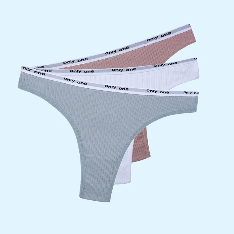3Pcs/Lot Women's Cotton G-String Thong Panties String Underwear Women Briefs Sexy Lingerie Pants Intimate Ladies Letter Low-Rise