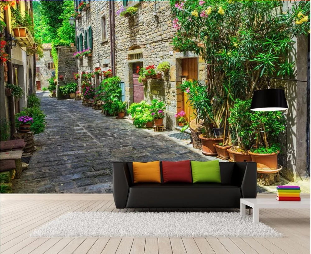 

Custom mural photo 3d wallpaper European street scenery home decor painting 3d wall murals wallpaper for living room walls 3 d