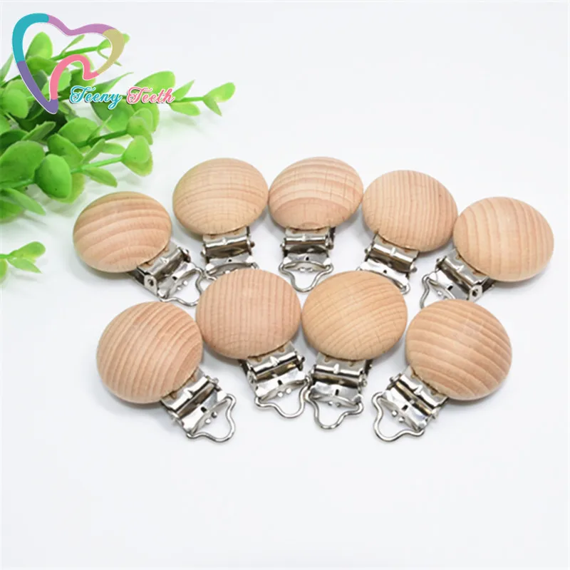 

5 PCS/Lot Baby Pacifier Clips Holder Wooden Round Cute Beech Wood Baby Pacifier Infant Pacifier Nipple Clips For Baby Product