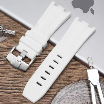 

Suitable for the AP watch strap royal oak offshore series silicone watch with white man 28mm soft silica gel. Pin buckle