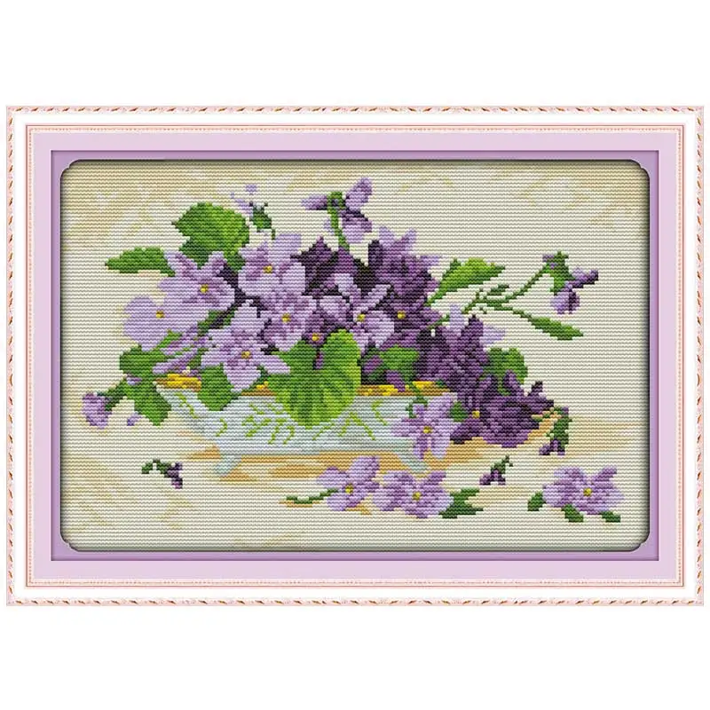 

Violet bonsai Patterns Counted Cross Stitch 11CT 14CT Cross Stitch Set Wholesale flower Cross-stitch Kit Embroidery Needlework