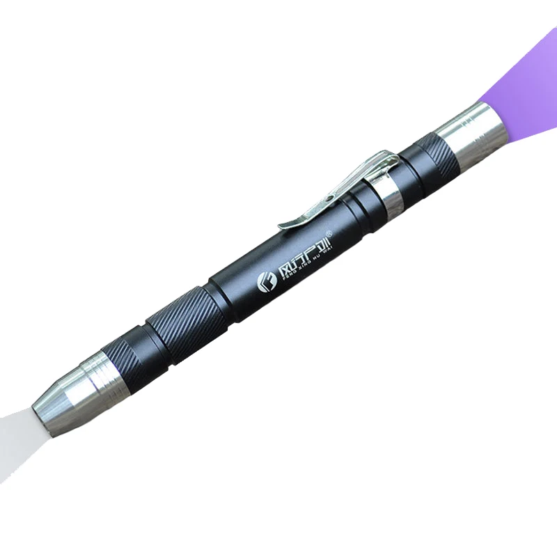 

White Light MINI LED Flashlight Pen Light + 365NM Blacklight UV LED Torch for Jade, Jewelry, Gem Testing Lamp