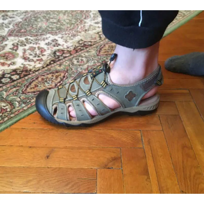 ROXDIA/Новинка; модные летние пляжные дышащие мужские сандалии; мужские сандалии из натуральной кожи; мужская повседневная обувь; большие размеры 39-48; RXM007