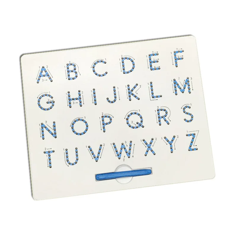 Магнитный планшет доска для рисования Pad игрушка бисера Магнит стилус 26 Алфавит цифры письменной мнемодоски обучения образования Kid Игрушка - Цвет: Белый