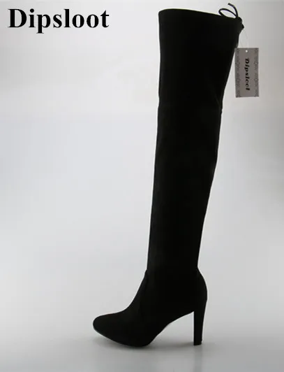 

Winter Women Hottest Highland Boots Stretch-Suede Over-the-Knee Thigh High Celebrity Boot Shoes Woman Plus Size Platform Boots