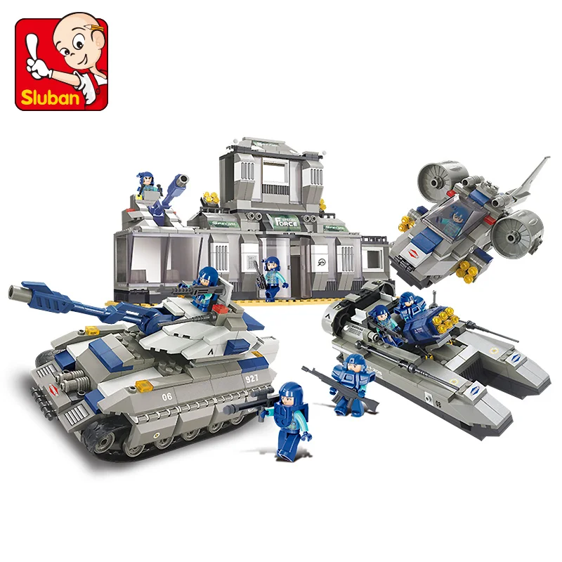 

S Model B0211 822pcs Action & Toy Figures Building Blocks Set Special Forces/cop Headquarters 3D Model Educational Toys