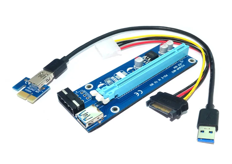 

PCI-E PCIe PCI Express 1X to 16X GPU Extender Riser USB 3.0 Cable 60cm + Molex SATA Power for BTC Bitcoin Litecoin Miner RIG