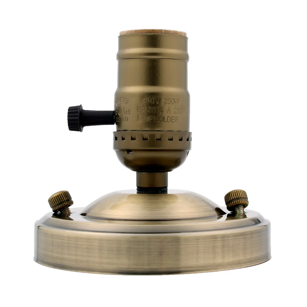 Antique Brass Цоколь E27/E26 гальванический алюминиевый винтажный Ретро античный Эдисон потолочный шуруп светильник Лампа патрон с выключателем - Цвет: Antique Brass