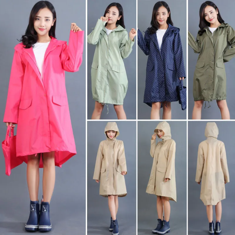 Long Lovely Lady Raincoat Rain Poncho Thin Adult Raincoats Fashion Windbreaker Breathable Ultra Women Jacket Rainwear LZO264