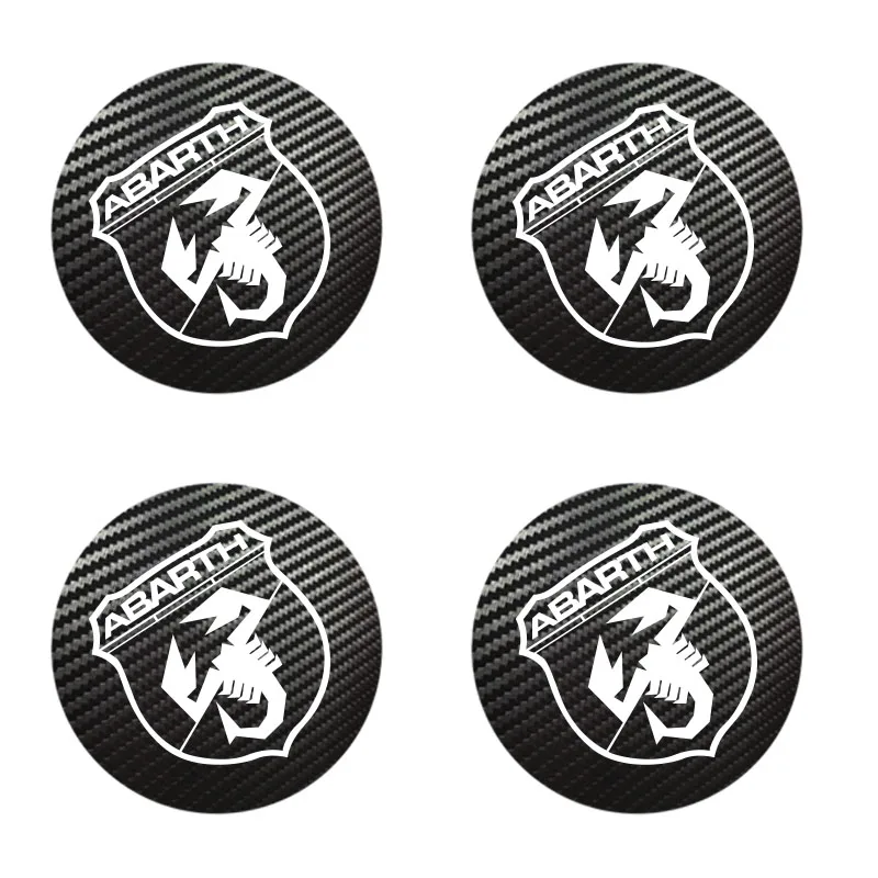 4 шт. для Fiat ABARTH значок Логотип углеродный центр крышки сплава колеса наклейки втулки все размеры - Название цвета: Белый