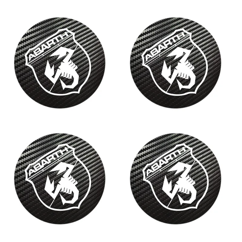 Белый 4 шт. для Fiat ABARTH значок Логотип углеродный центр крышки сплава колеса наклейки втулки все размеры - Название цвета: Белый