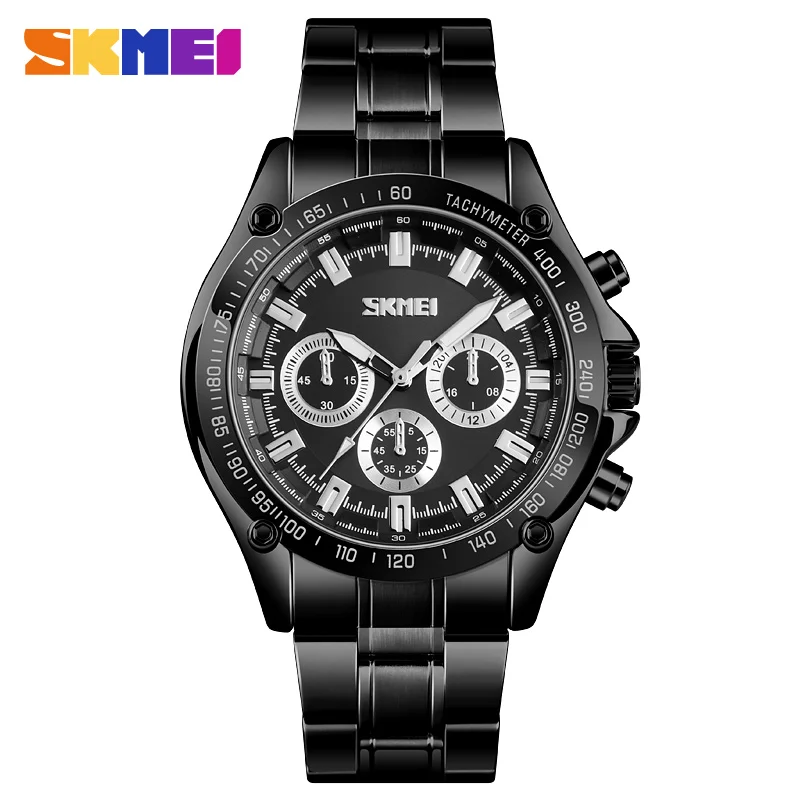 

Mens Watches Top Brand Luxury SKMEI Stainless Steel Men Wrist Watch Waterproof Quartz Sport Watch Clock Men Relogio Masculino