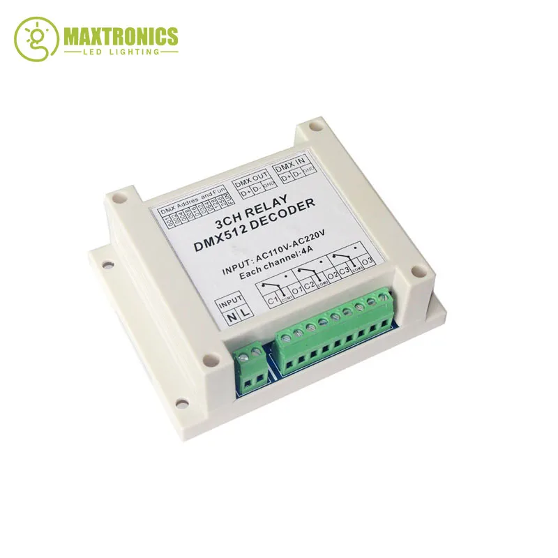 

Best price 1pcs input AC110-220V DMX-RELAY-3 channel relays 3CH*4A relay DMX512 use for led lamp led strip free shipping