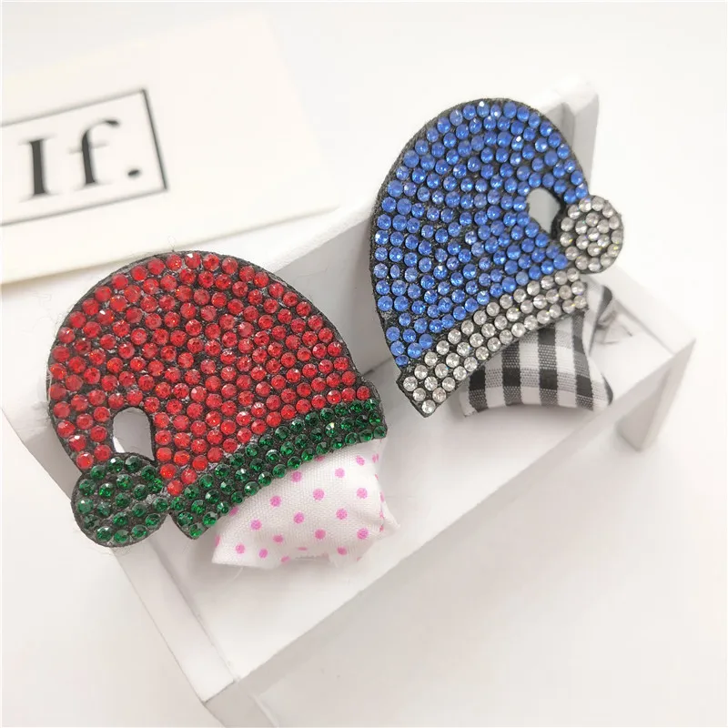 

80pcs/lot 5X3.8CM Christmas hat diamond Padded Appliques For Clothes Sewing Supplies DIY Children Headwear Accessories