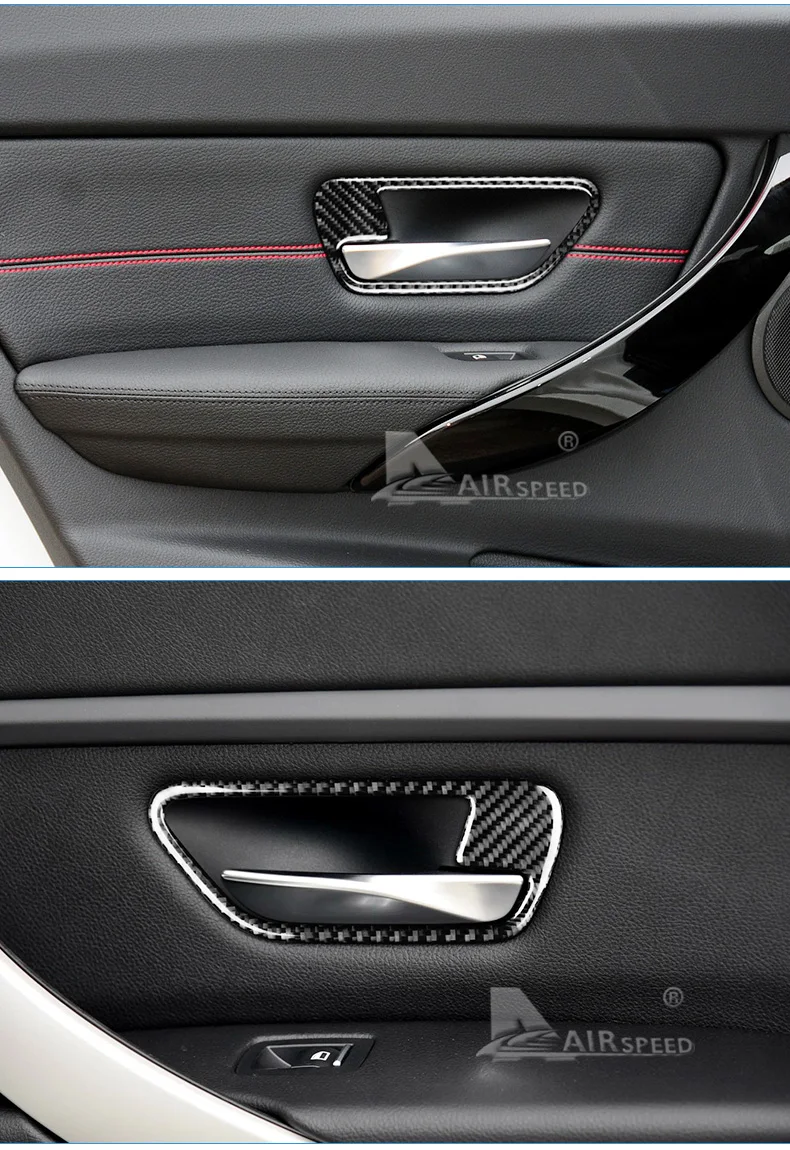 Carbon Fiber Car Interior Door Handle Cover Trim Door Bowl Stickers for BMW F30 3 Series F34 3GT 2013-2018 Accessories (5)