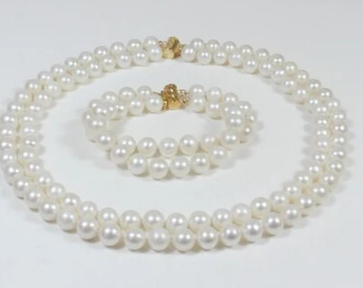 

Hot sell Noble- hot sell new - a set AA 9-10mm white pink yellow Natural Fresh water pearl necklacean choose